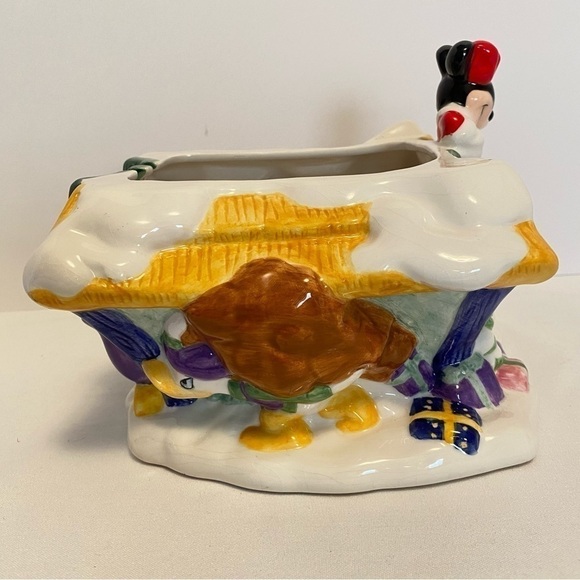 Disney FTD minnie & mickey santa's workshop christmas ceramic planter 2000 - Picture 4 of 11